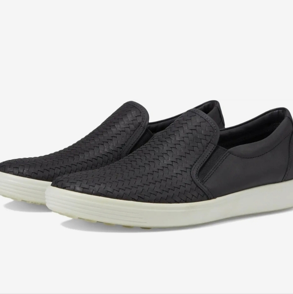 Ecco $175 soft Black woven Cow Leather cushioned slip-on loafers shoes - Picture 8 of 11